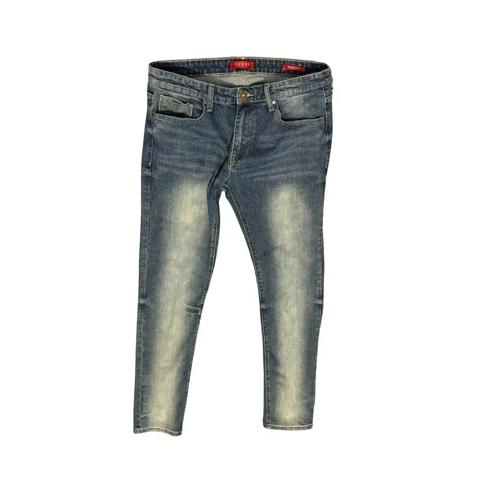 GUESS Jeans Men 34x32 Blue Scotch Fit Mid Rise Skinny Medium Wash Stretch Denimd